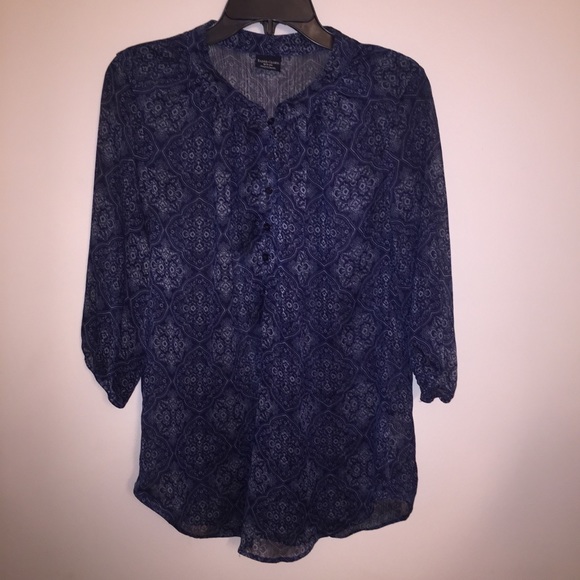 Faded Glory Tops - Faded Glory Blue Semi Sheer Blouse